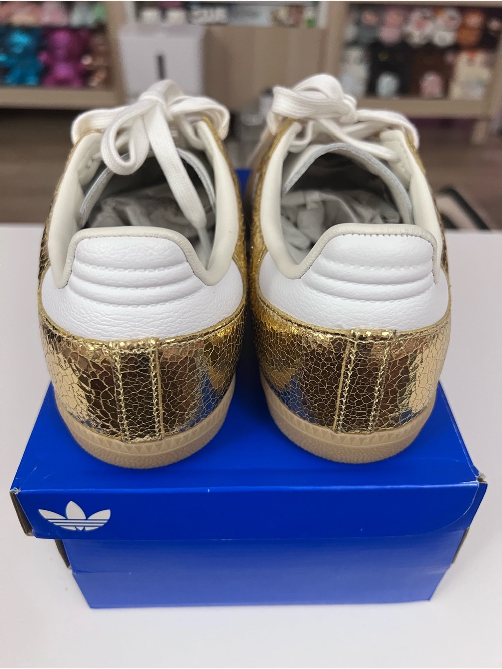 adidas Gold Metallic Samba Sneakers with White Stripes - Picture 6 of 7